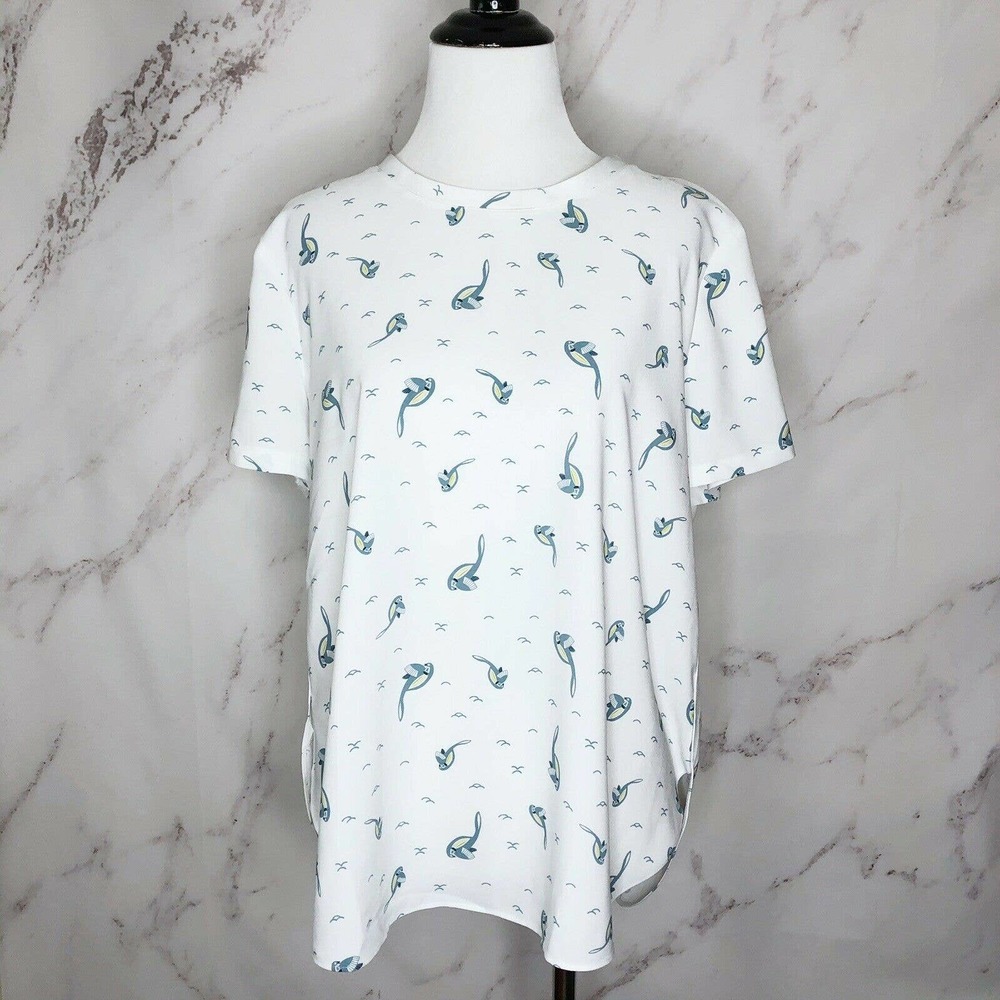 Ann Taylor LOFT Bird Print Blouse Top Shell